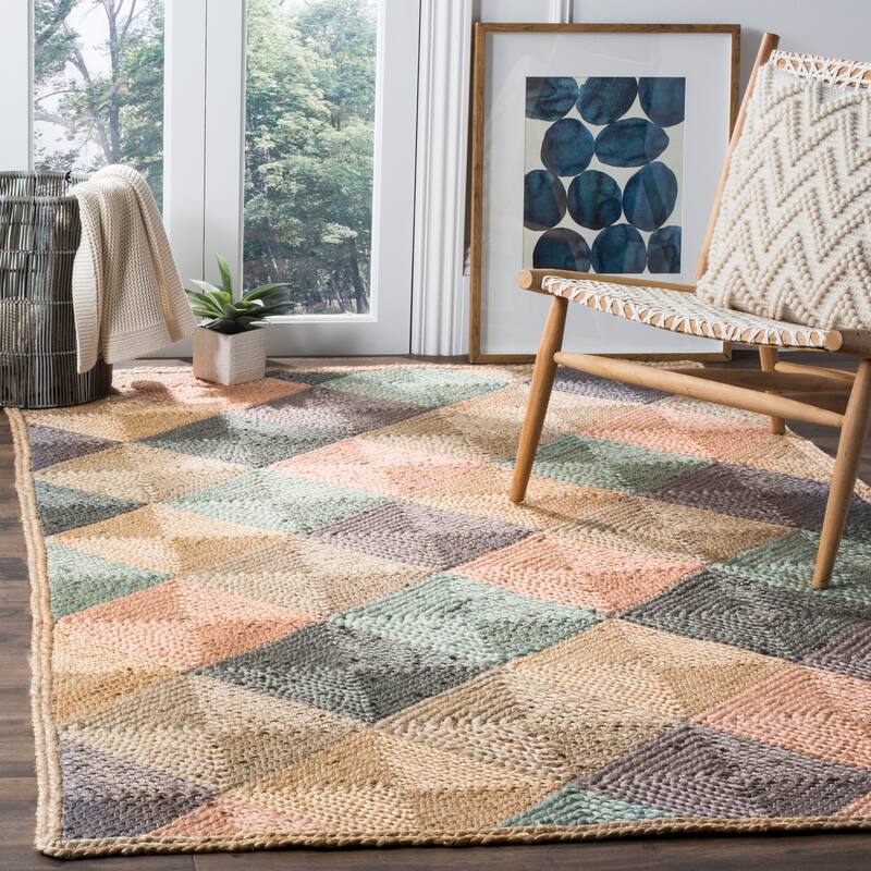 SAFAVIEH Handmade Natural Fiber Serin Diamond Jute Rug - 6' x 9' - Natural/Multi