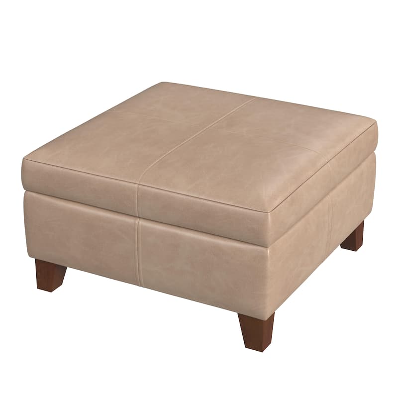 Copper Grove Luxury Large Faux Leather Storage Ottoman
