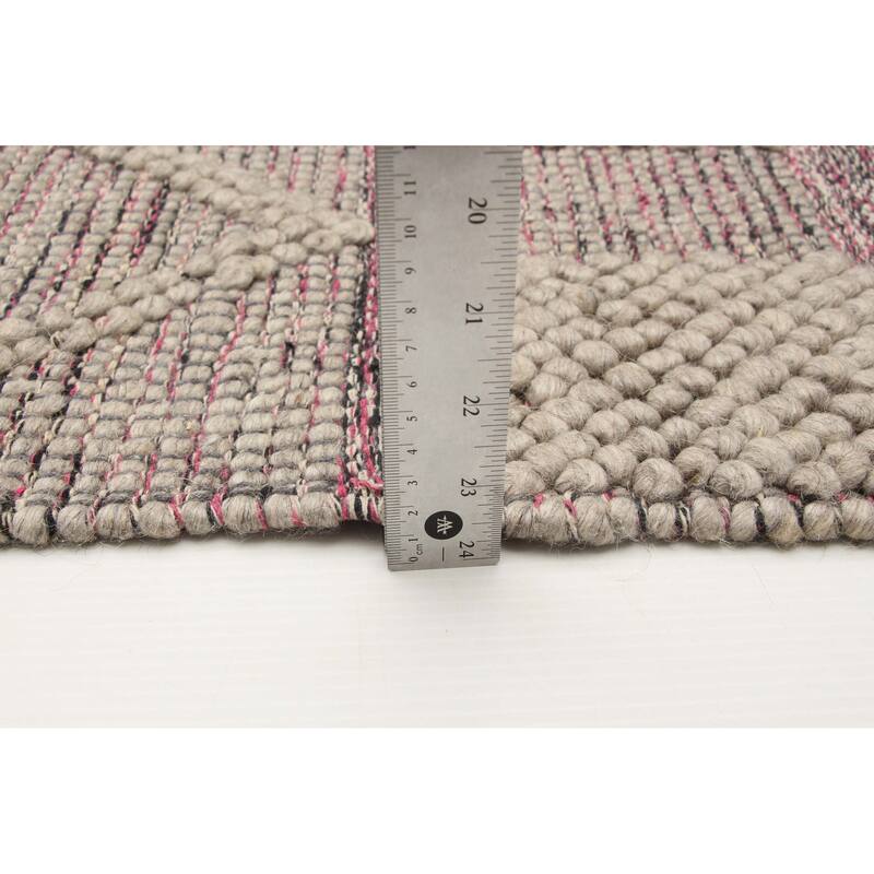 ECARPETGALLERY Braid weave Sienna Grey Wool Rug - 4'11 x 8'4