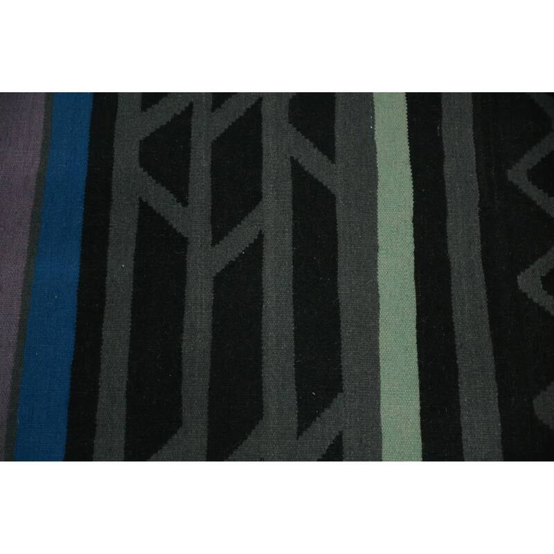 Hand Woven Oriental 100% Wool Carpet Southwestern Modern Green Kilim Area Rug - 12' 1'' X 9' 2''