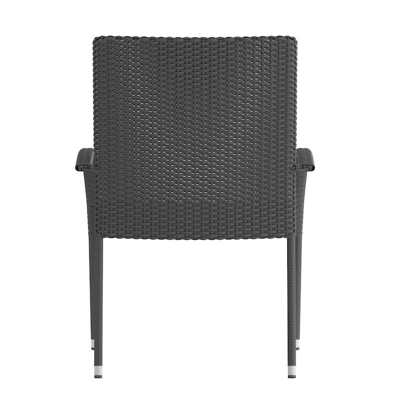 Indoor/Outdoor Stacking Steel Framed Wicker Dining Armchairs - 2 Pack