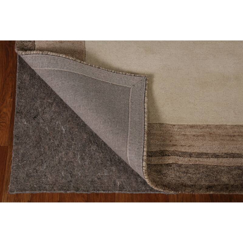 Solid Gabbeh Indian Area Rug Handmade Border Wool Carpet - 5'3" x 7'7"