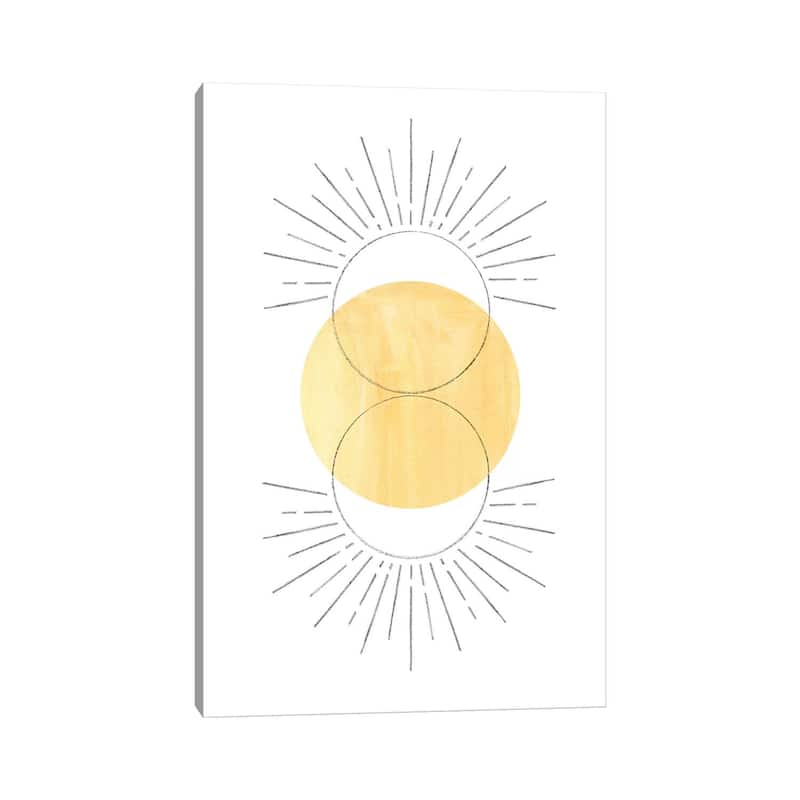 iCanvas "Mustard Yellow Sun, Abstract Art" by Whales Way Canvas Print