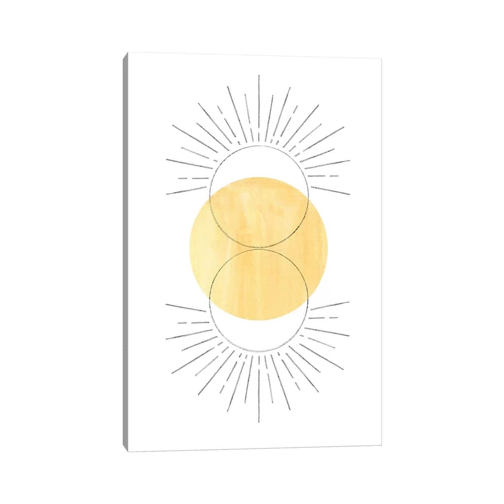 iCanvas "Mustard Yellow Sun, Abstract Art" by Whales Way Canvas Print