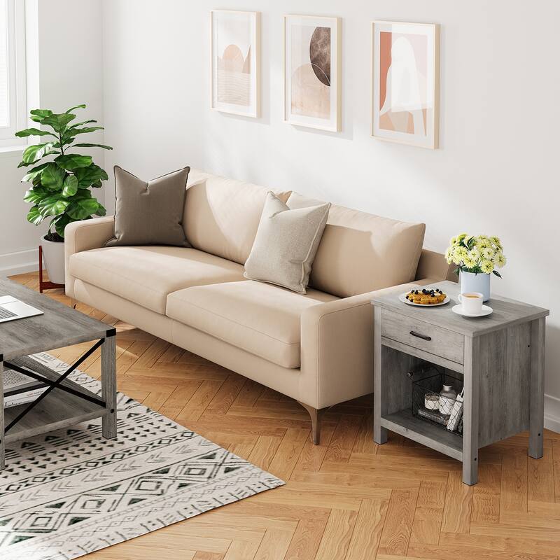 Farmhouse Square Nightstand Bedside Table End Table for Bedroom/ Living Room