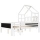 preview thumbnail 14 of 12, Solid Wood Full Size House Bed with Ladder and Storage Drawers and 2 Blackboard for Home