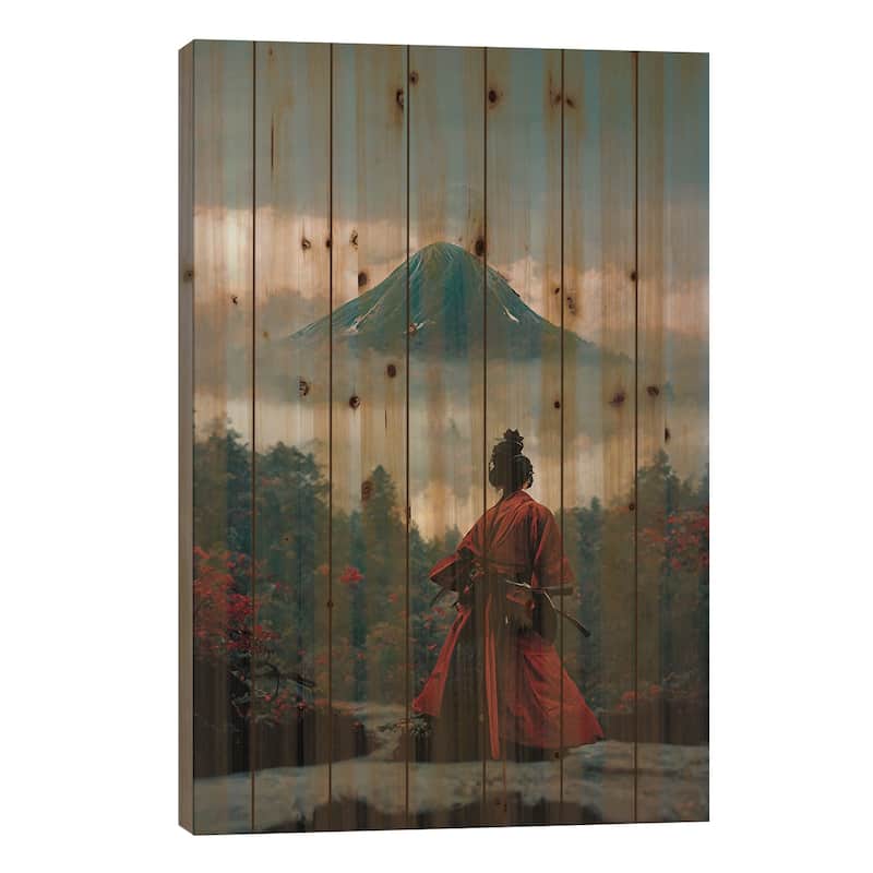 Samurai III Print On Wood by Durro Art - Multi-Color - 40x26x1.5