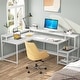 preview thumbnail 18 of 32, L Shaped Desk with Monitor Shelf, Reversible Corner Computer Desk for Office Home 69"