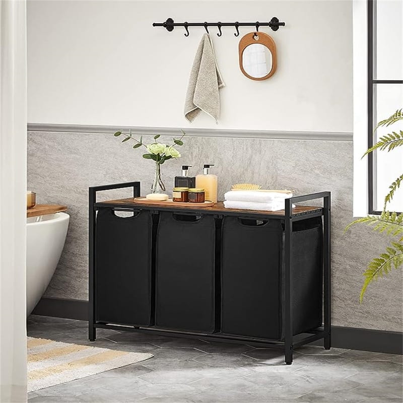 Laundry Hamper, Laundry Basket, Laundry Sorter with 3 Pull-Out and Removable Bags - 36.4"L x 13"W x 28.4"H