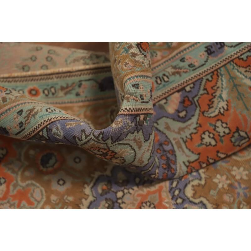 Hand Knotted Oriental 100% Wool Carpet Traditional Floral Oranges & Rust Tabriz Area Rug - 6' 6'' X 4' 11''