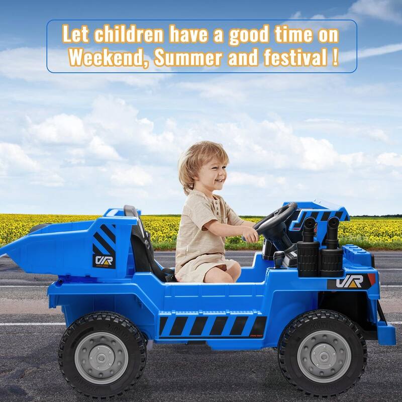 Ride on Dump Truck for Kids, 12V Ride on Car with Electric Dump Bed