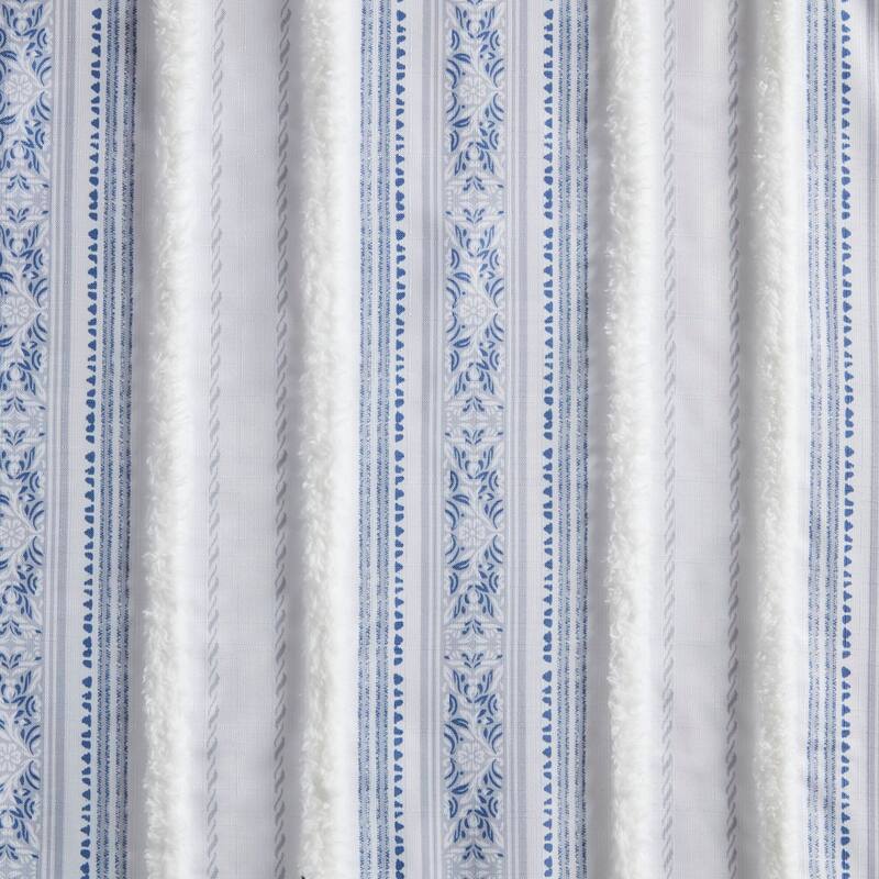 Madison Park Isabella Poly Printed Curtain Panel with Tufted Stripe and Lining