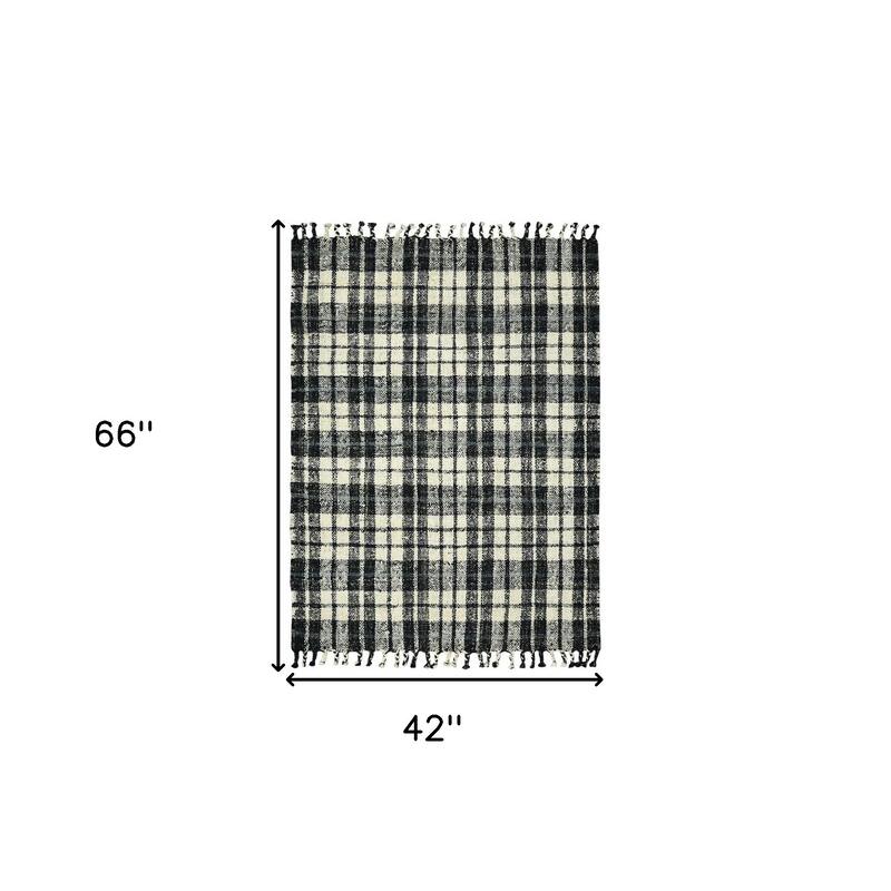 HomeRoots Plaid Lodge Rectangle Area Rug
