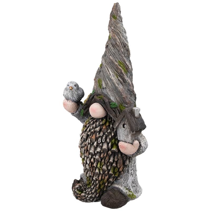 Gnome with Bird House Outdoor Garden Statue - 26.25"