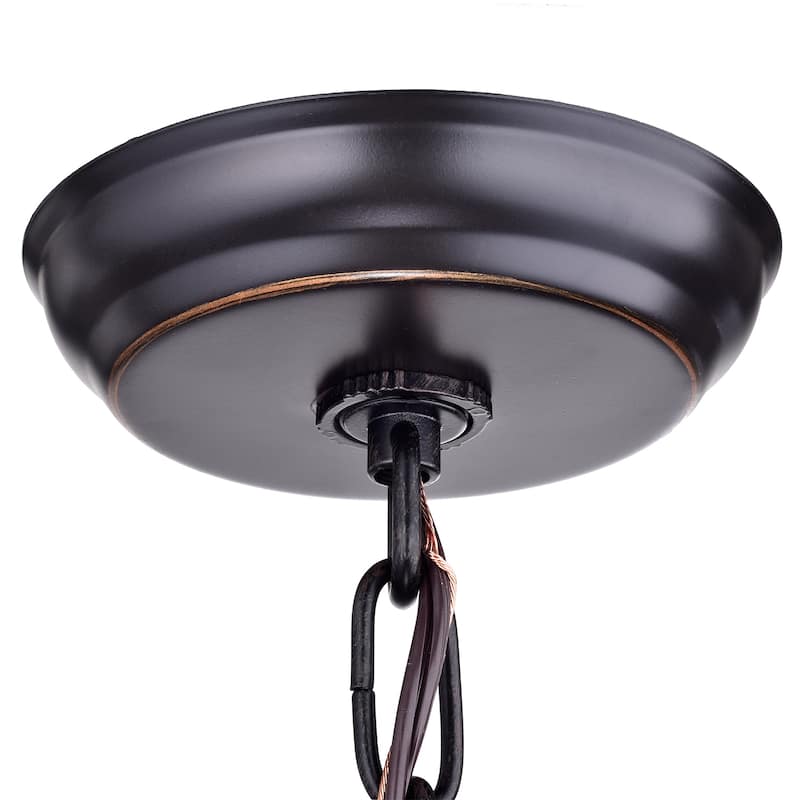 Oil Rubbed Bronze 4-Light Round Beaded Drum Chandelier with Crystals Hanging - Oil Rubbed Bronze