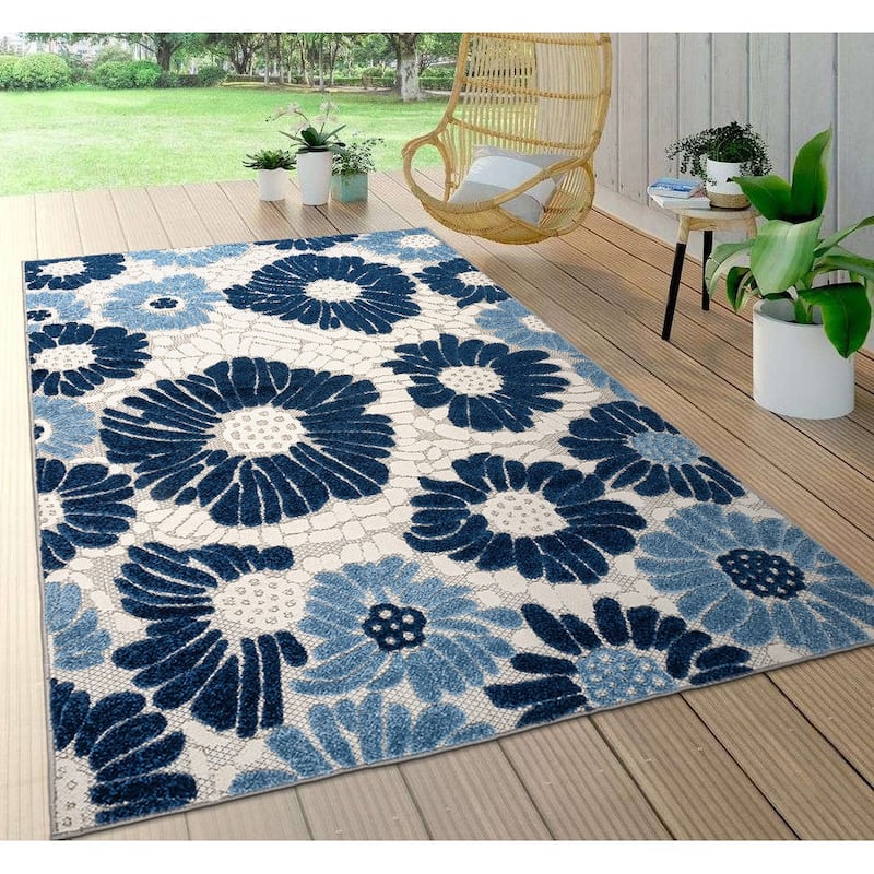 World Rug Gallery Palermo Modern Floral Indoor/Outdoor Area Rug