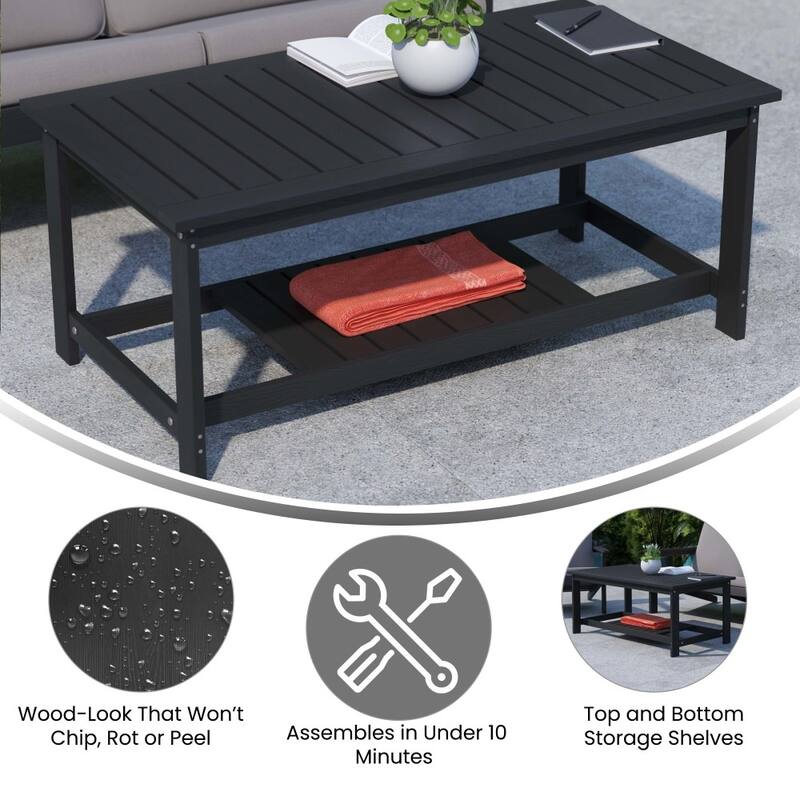 Indoor/Outdoor Poly Resin 2-Tier Adirondack Coffee Table