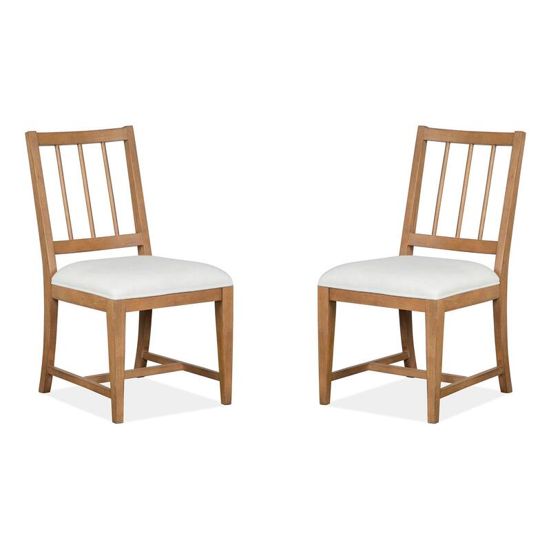 Magnussen Home Lindon Belgian Wheat Upholstered Side Chair Two Pack - 19''W x 22.38''D x 35.5''H - Set of 2 - 19''W x 22.38''D x 35.5''H - Belgian Wheat - Dining Height