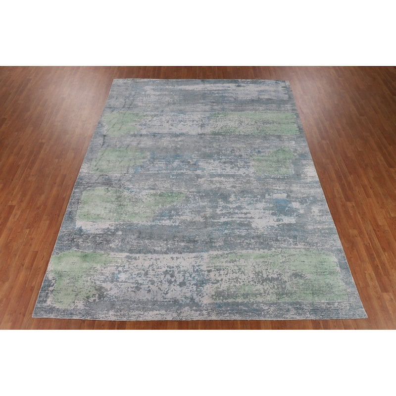 Contemporary / Abstract Area Rug Handmade Oriental Wool Carpet - 9'0" X 12'0"