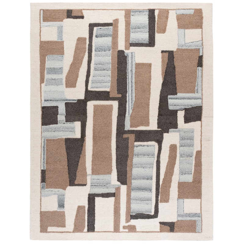 SAFAVIEH Handmade Ebony Brynhildur Wool Rug - 8' x 10' - Ivory/Brown