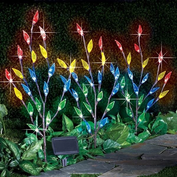 Leaf Branch Solar Garden Lights Set of 3 60 On Sale Bed Bath Beyond 36779709
