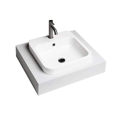 WS Bath Collections Cosa 18-7/8" Square Ceramic Vessel Bathroom Sink