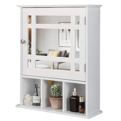 2 in 1Wall Mounted Bathroom Cabinet Storage Organizer with Mirror Door