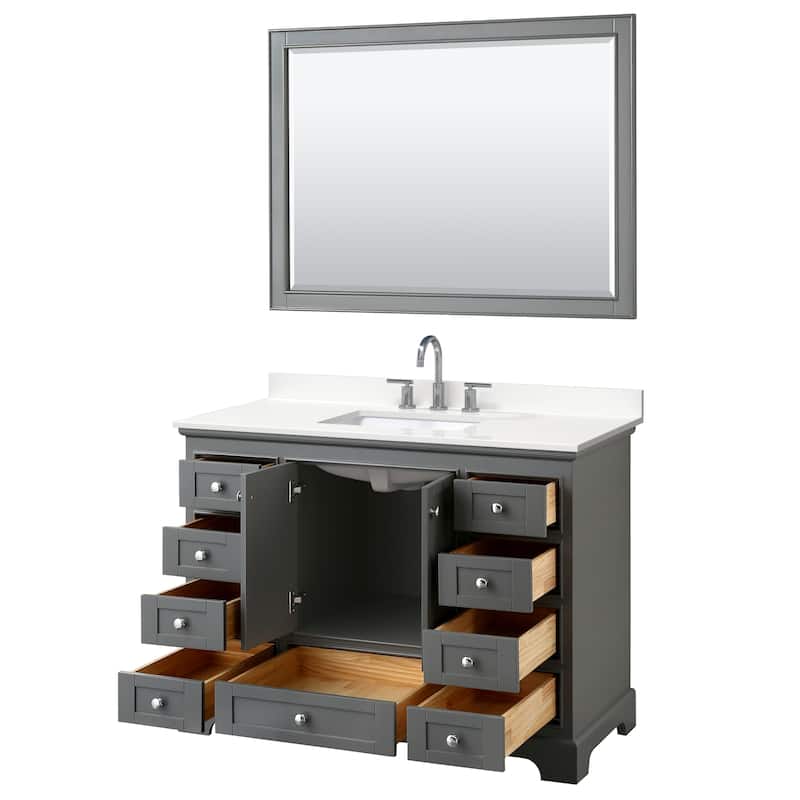Deborah 48-inch Single Vanity, Quartz Top, 46-inch Mirror
