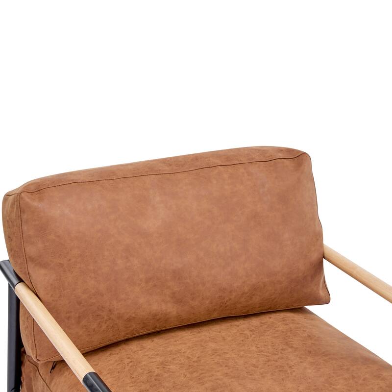 PU Chair with Wood Arms & Metal Frame