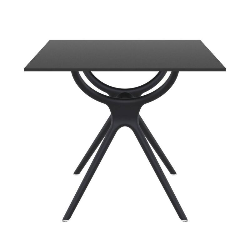 31.5" Black Square Laminated Top Outdoor Patio Dining Table