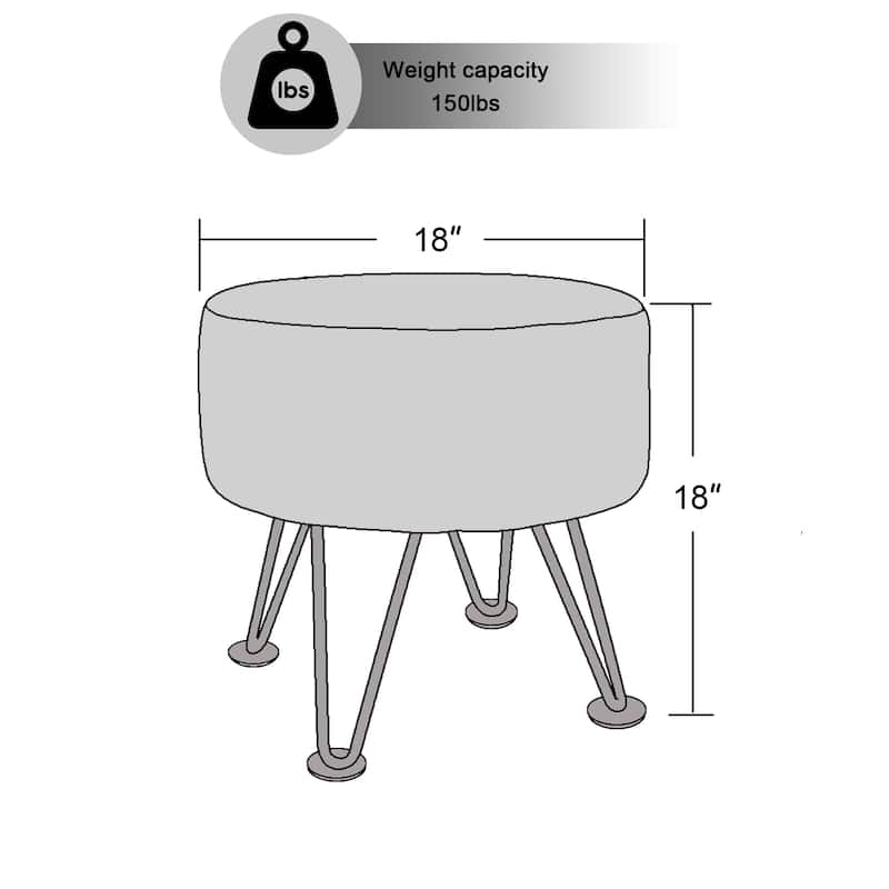 Jacquard Solid Fauxfur Round Ottoman