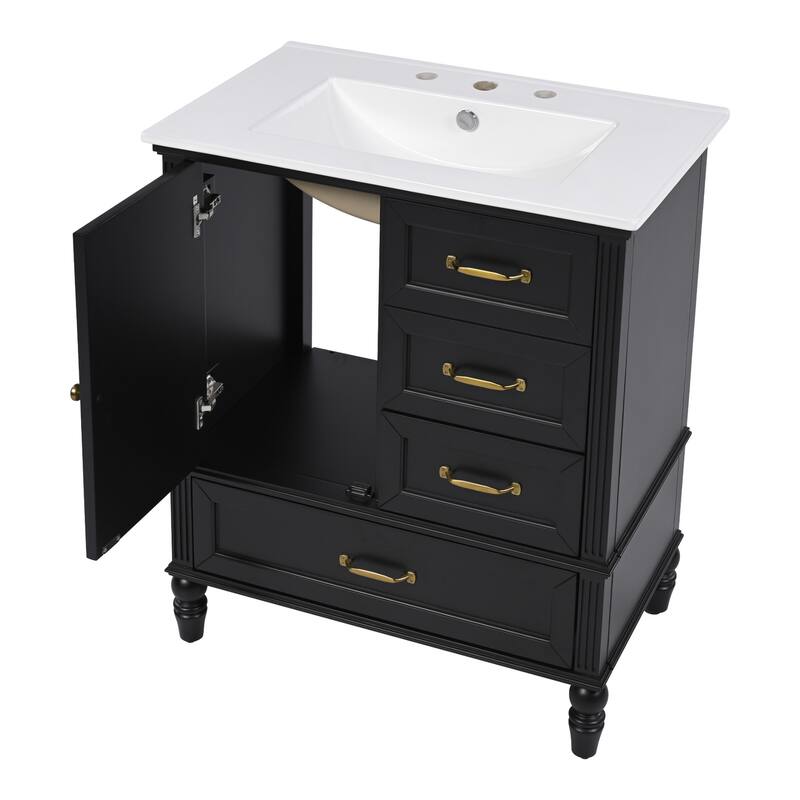 Christopher Knight Home Solvane 30" Bathroom Vanity with Ceramic Sink - 30.00" Lx 18.5" W x 34.4" H