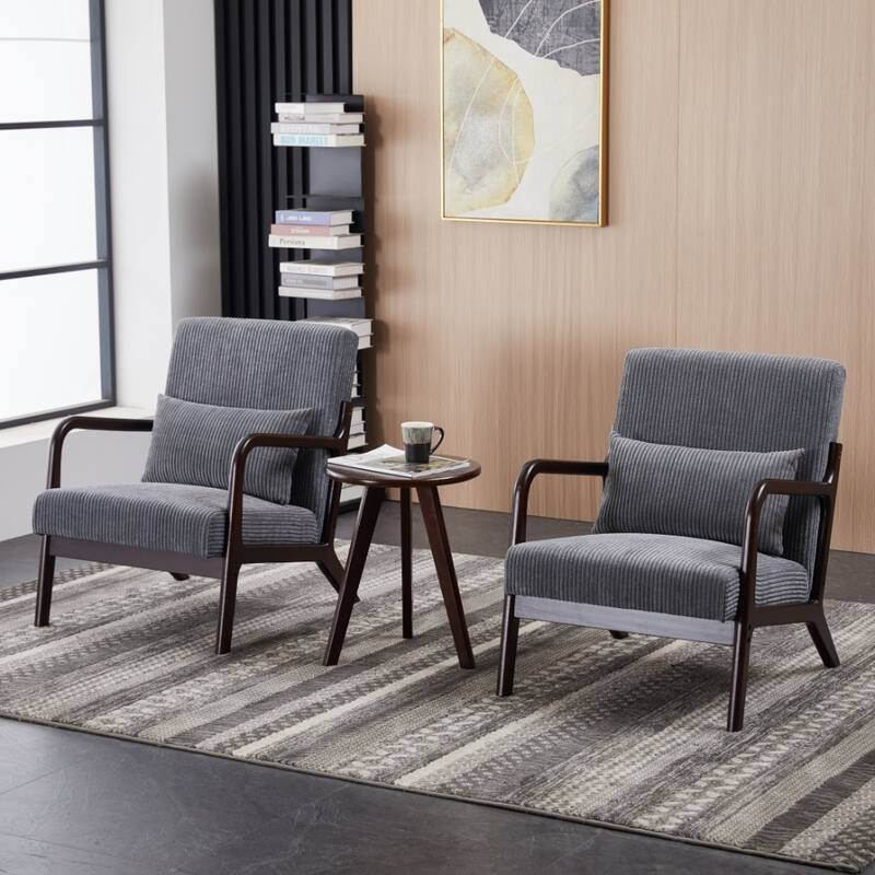 Anmytek Mid Century Modern Vintage Luxury Accent Chair and Coffee Table Set Leisure Living Room Bedroom Relaxation Furniture