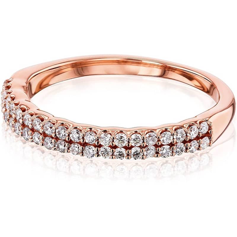 Annello by Kobelli 14k Rose Gold Double Row Lab Grown Diamond Stackable Ring (GH/SI)