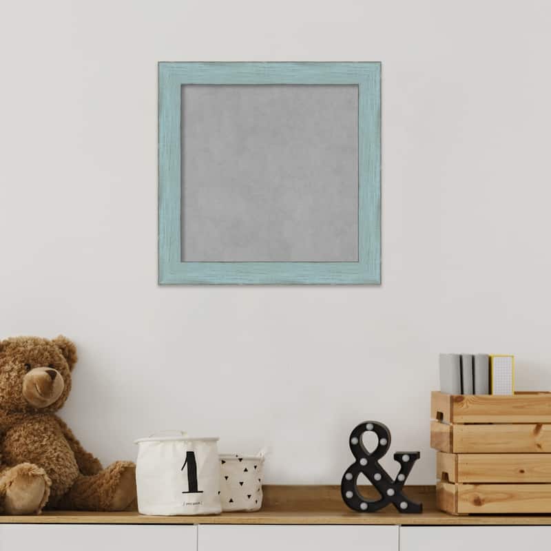 Framed Magnetic Board, Sky Blue Rustic