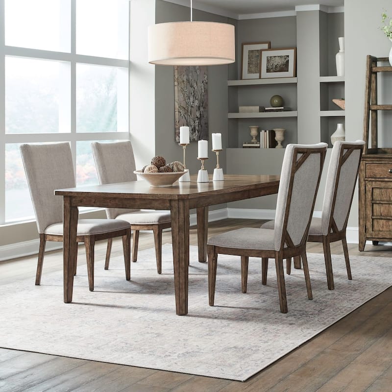 Liberty Furniture Carolina Park Rectangular Leg Table, Upholstered Side Chairs Dining Set - Leg Table, 4 Upholstered Side Chairs