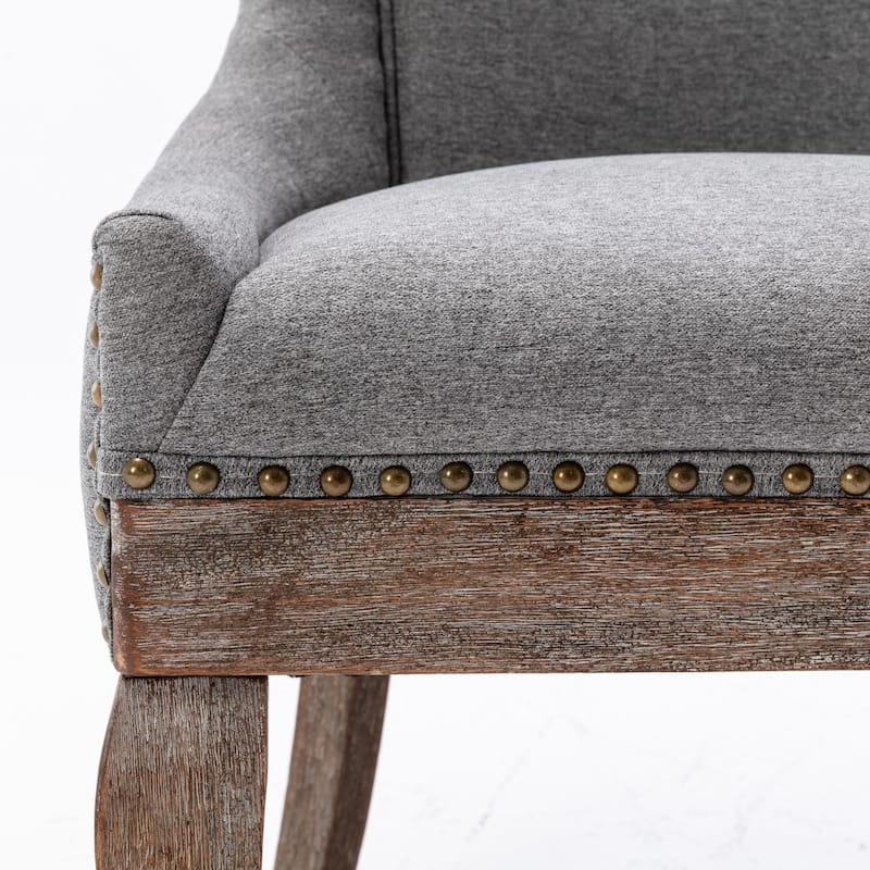 Dining Chair Thickened Fabric Chairs with Neutrally Toned Solid Wood Legs,Set of 2
