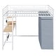 preview thumbnail 4 of 78, Full Size Metal Loft Bed with Workstation Desk, Built-In Shelves, LED Light Strip, Power Outlet & Hanging Wardrobe Storage