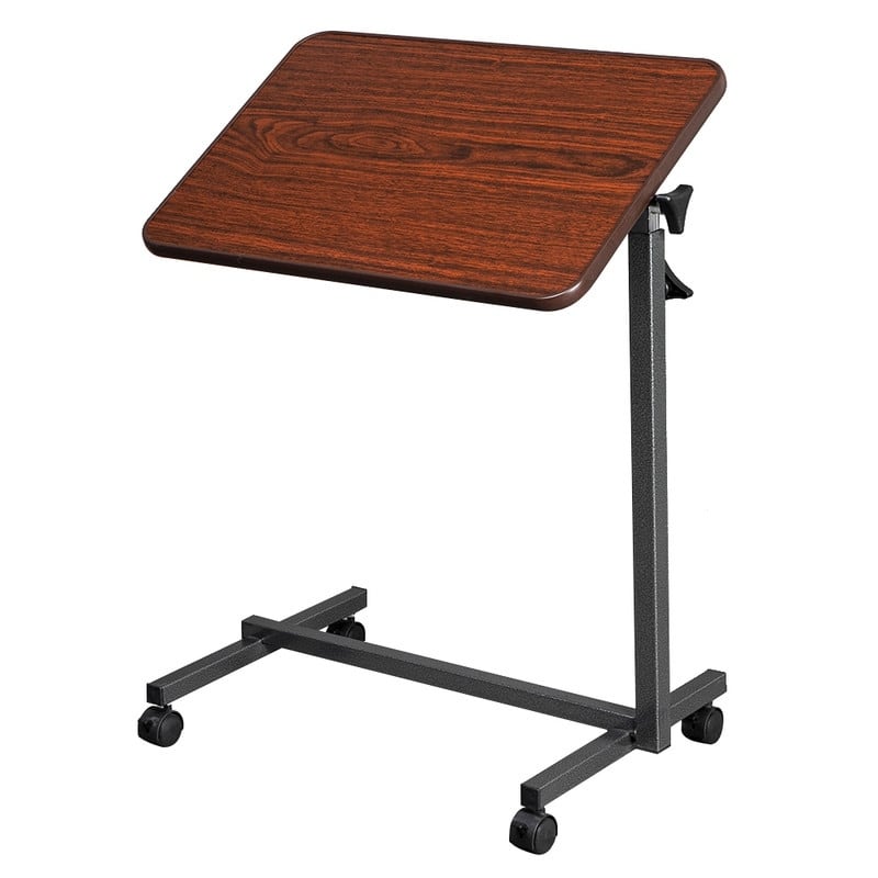 Adjustable MDF Bedside Computer Desk Overbed Table With Wheels