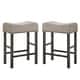 preview thumbnail 6 of 8, Set of 2 Linen Upholstered Counter Height Stool Tan and Weathered Gray