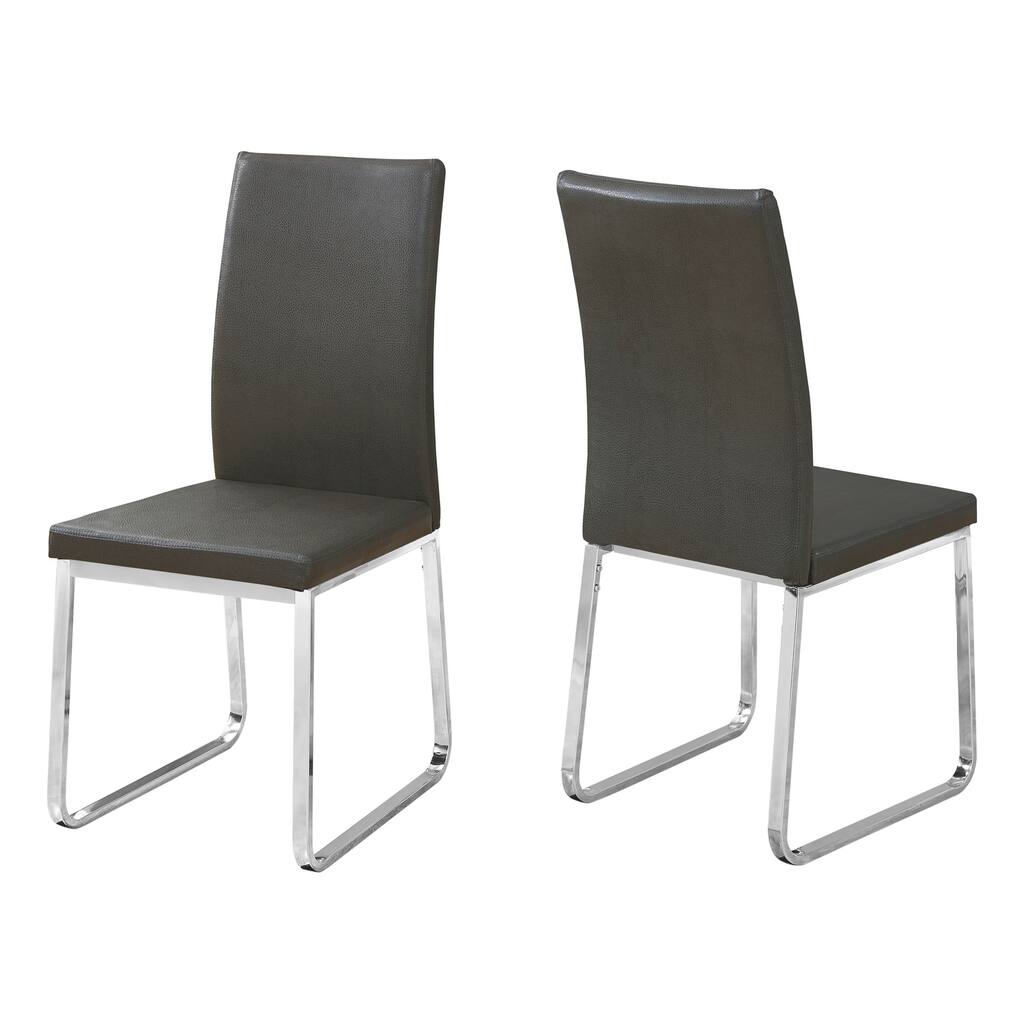 Modern Dining Chairs Set of 2 - PU Leather Look, Metal Frame, Black Kitchen Side Chairs
