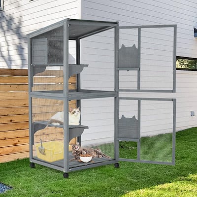 Large 2-Tier Outdoor Cat House