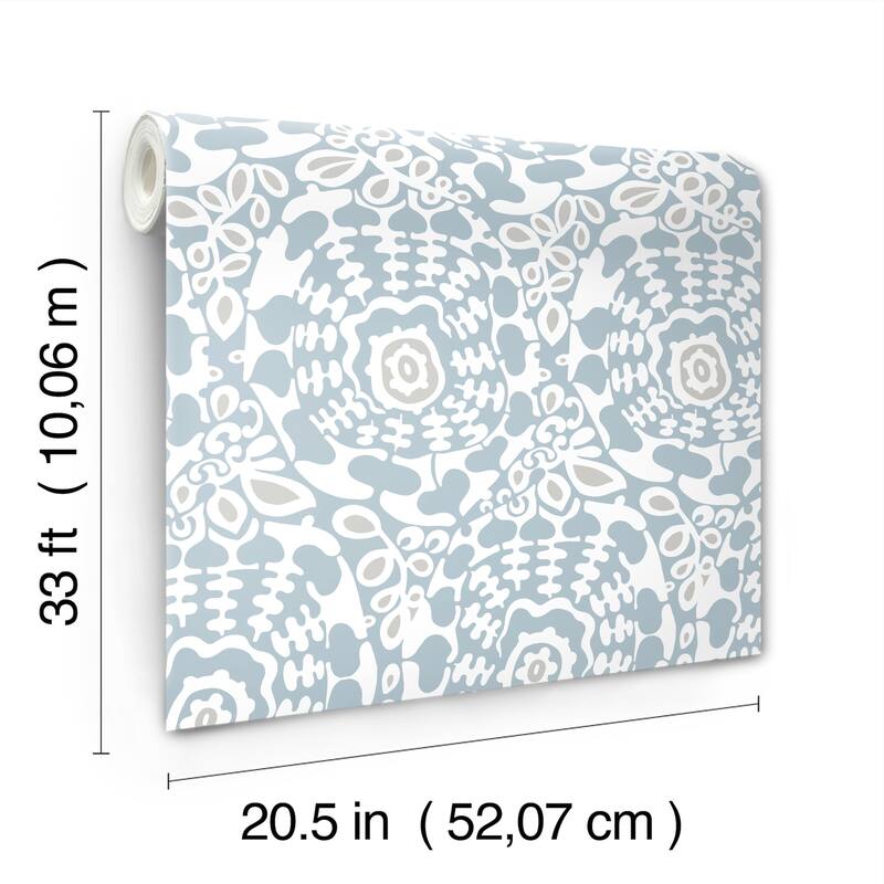 A-Street Prints Divine Light Blue Abstract Medallion Wallpaper