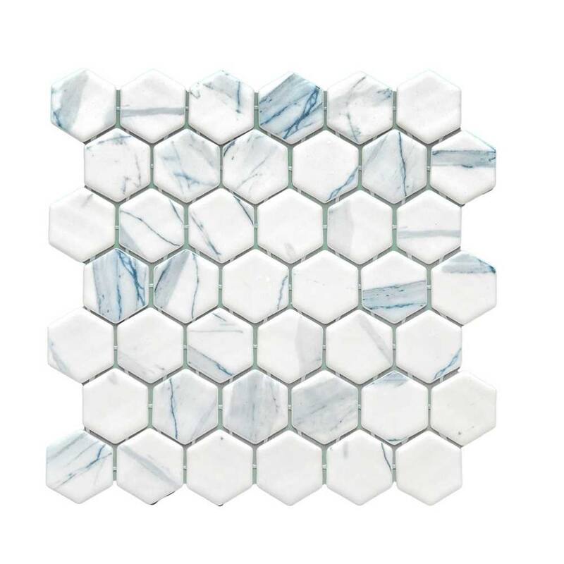 The Tile Life Eterna Hex 2x2 Glass Mosaic Floor, Backsplash & Wall Tile