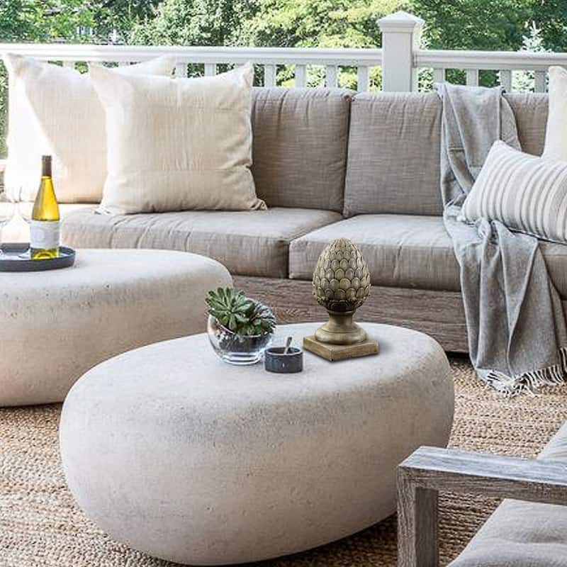 Weathered Brown MgO Artichoke Finial Statue