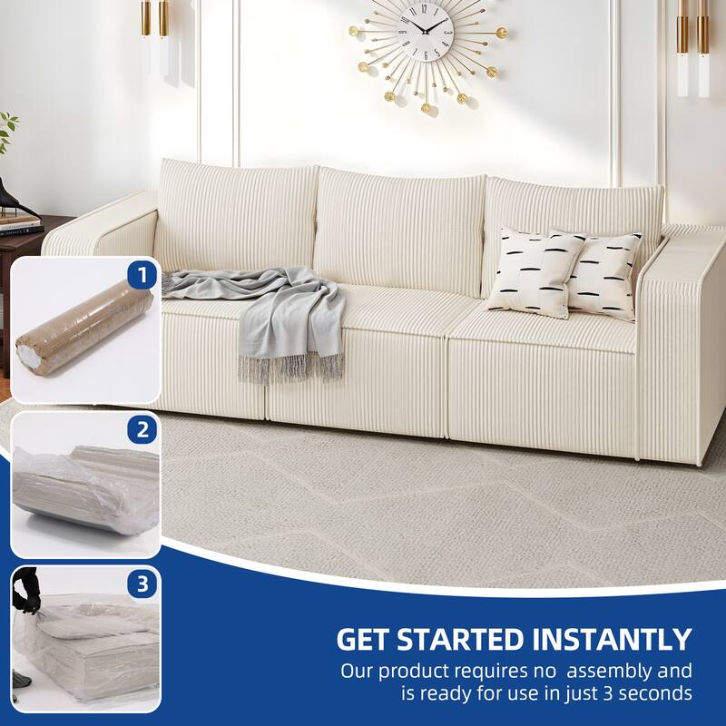 Moasis Multi-seat(3/4/5 seats) Corduroy Sectional Sofa Modular Couch Sofa Upholstered Convertible Modular Sofa