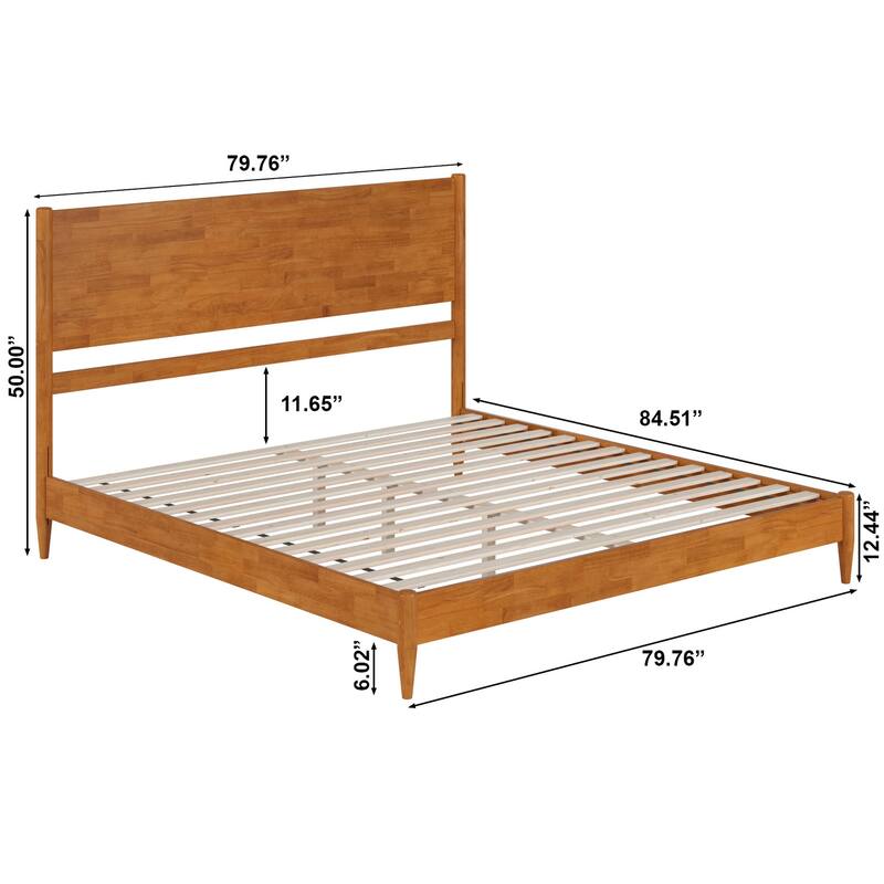 King Size Platform Bed - Solid Wood Low Profile Bed Frame - Victorian Style Bedroom Furniture