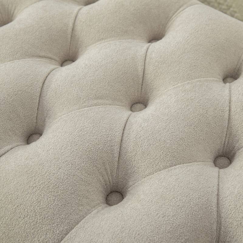 65.7"W Tufted Upholstered Storage Bench With Double Lids,Rubberwood Legs