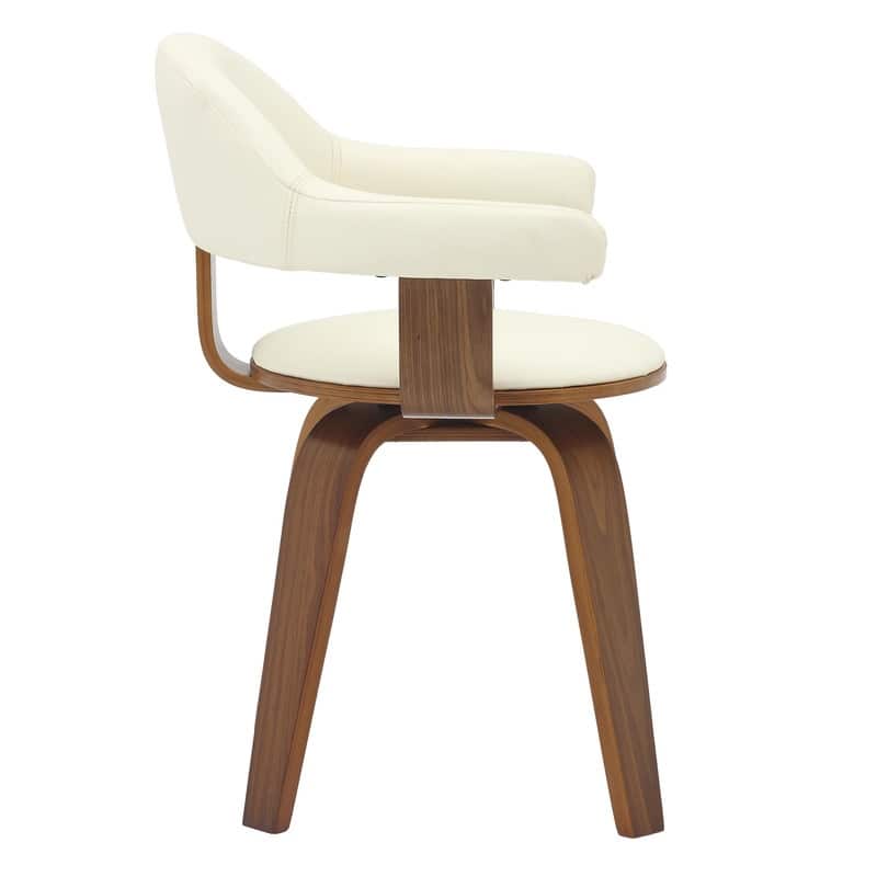 Brivo Modern Leather Swivel Accent Dining Chair in Solid Wood Frame with Open Curved Back Design for Home Living or Dining Room