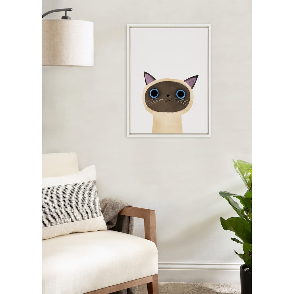 Kate and Laurel Sylvie Siamese Cat Framed Canvas by Planet Cat
